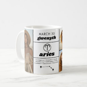 Aries Anpassningsbar Birthday Zodiac - 5 Photo Col Kaffemugg