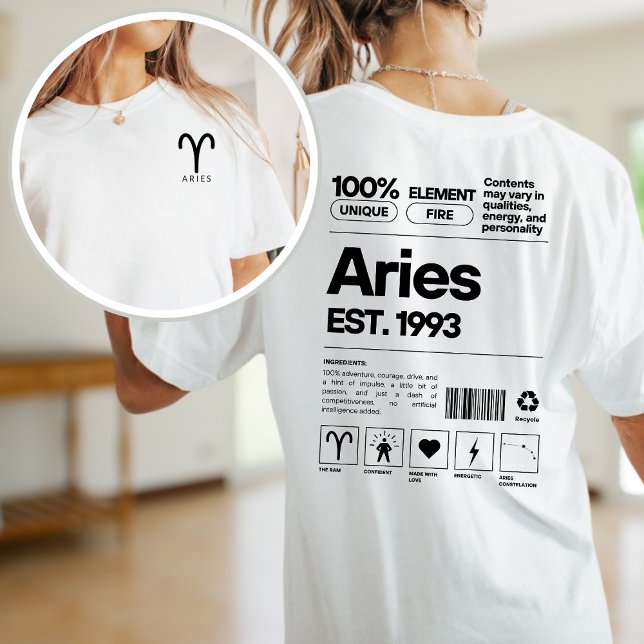 Aries Anpassningsbar Zodiac Astrology Birthday Apr T Shirt (Skapare uppladdad)