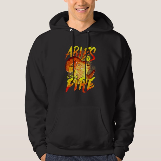 Aries är på brandexagartecknet hoodie (Framsida)