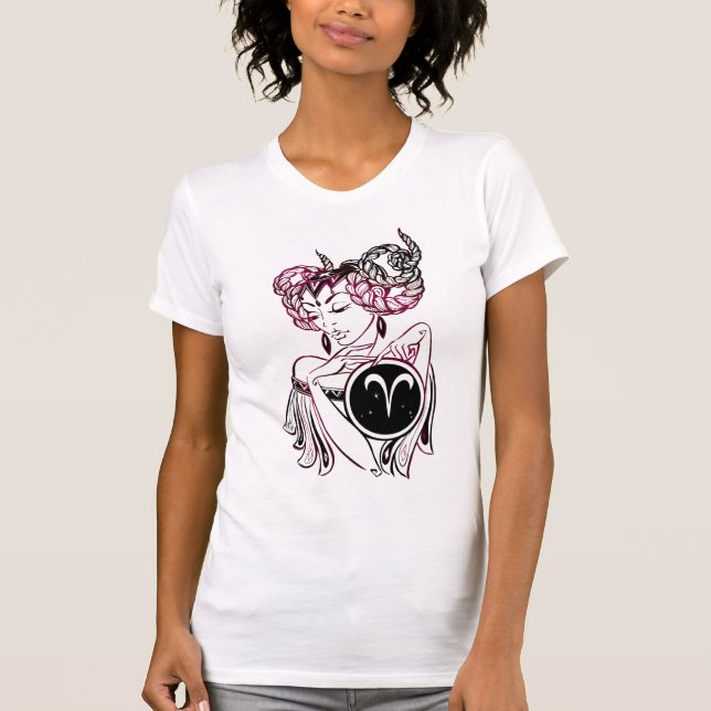 Aries Art Deco Dam T Shirt (Framsida)