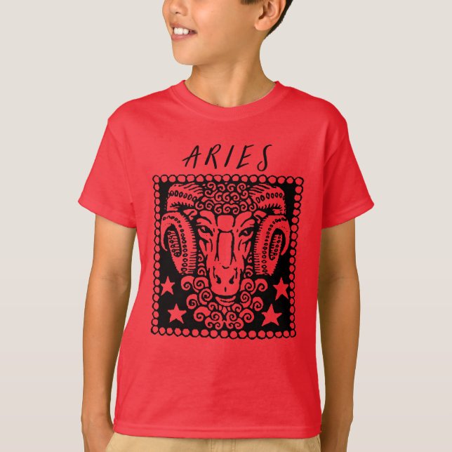 Aries Astrology Sign Horoscope Zodiac Logotyp T Shirt (Framsida)