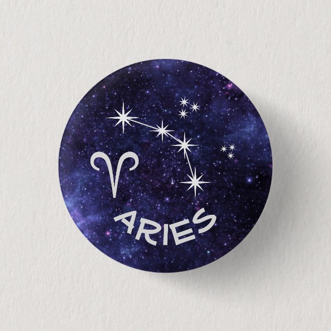 Aries Badge, Zodiac Horoscope Badge Knapp (Framsida)