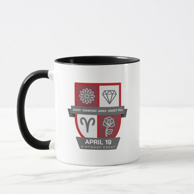Aries Birthday Crest™ for April 1-19 Mug Mugg (Vänster)