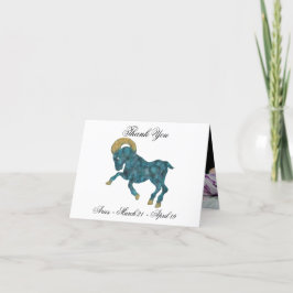 Aries Blue Impressionist País Stil med Guld Tack Kort