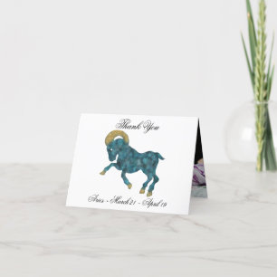 Aries Blue Impressionist País Stil med Guld Tack Kort