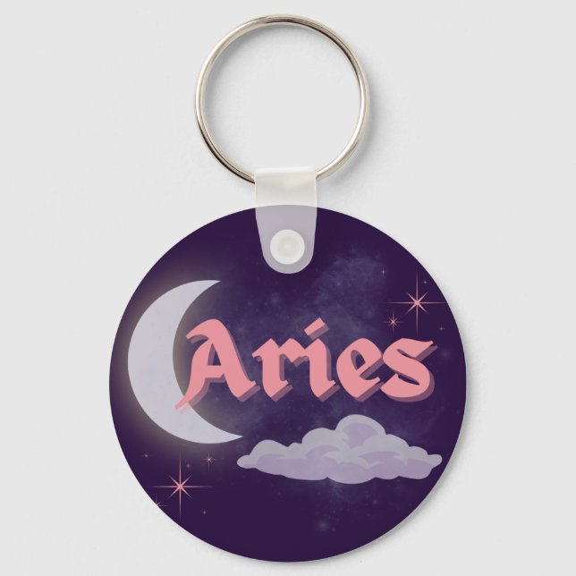Aries Celestial Aesthetic Dreamy Måne Cloud Stars Nyckelring (Framsida)