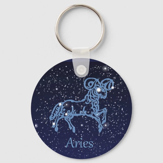 Aries Constellation and Zodiac Sign med Stars Nyck Nyckelring (Framsida)