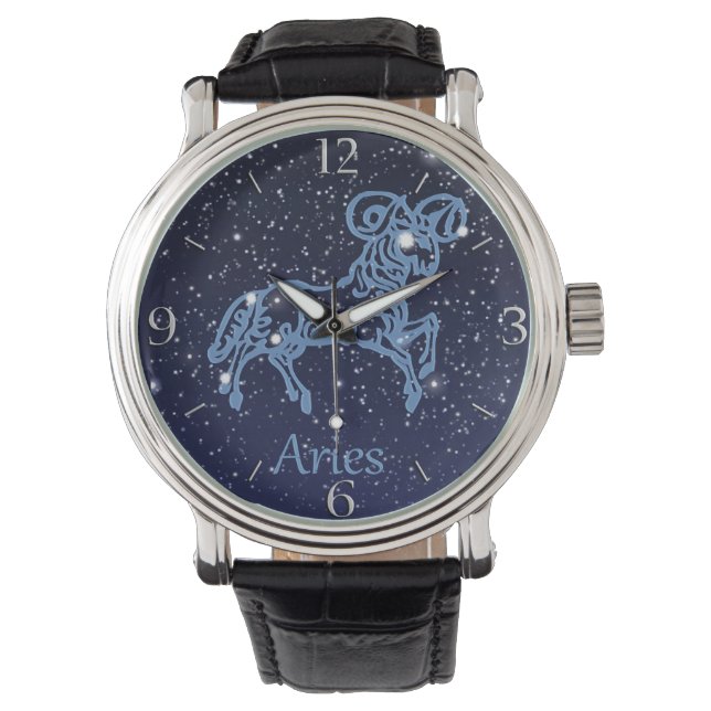 Aries Constellation and Zodiac Sign with Stars Armbandsur (Framsida)