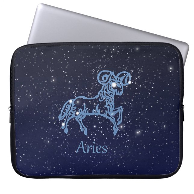 Aries Constellation and Zodiac Sign with Stars Laptop Sleeve (Framsidan)