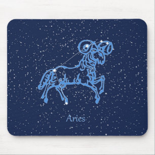 Aries Constellation and Zodiac Sign with Stars Musmatta