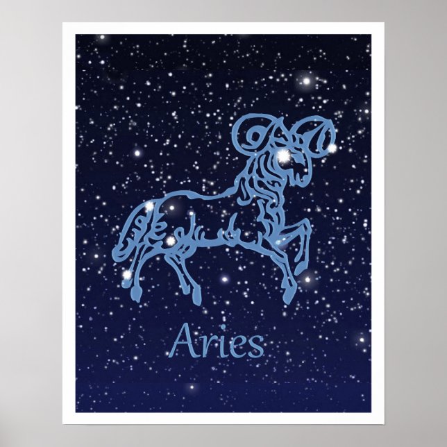 Aries Constellation and Zodiac Sign with Stars Poster (Framsidan)