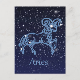 Aries Constellation and Zodiac Sign with Stars Vykort
