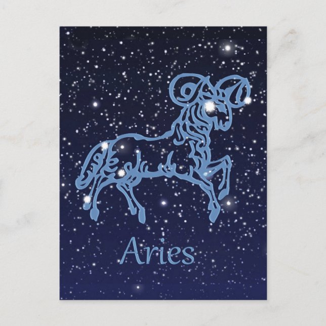 Aries Constellation and Zodiac Sign with Stars Vykort (Framsida)