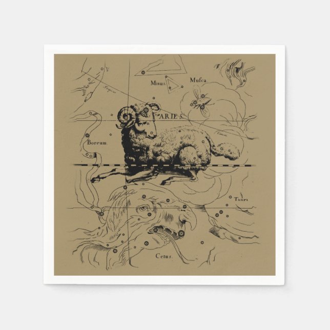 Aries Constellation Hevelius 1690 March 21 - Apr19 Pappersservett (Framsidan)