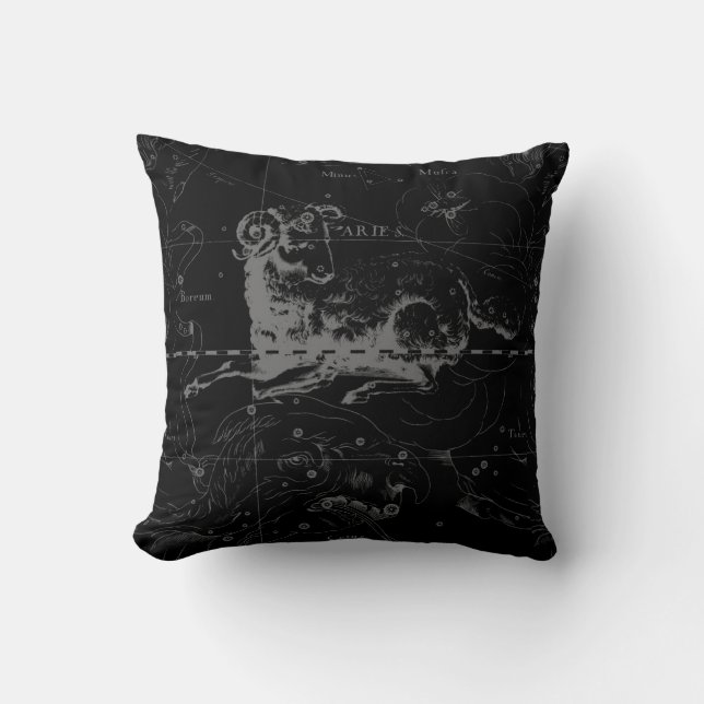 Aries Constellation Karta Engrave av Hevelius Kudde (Framsida)