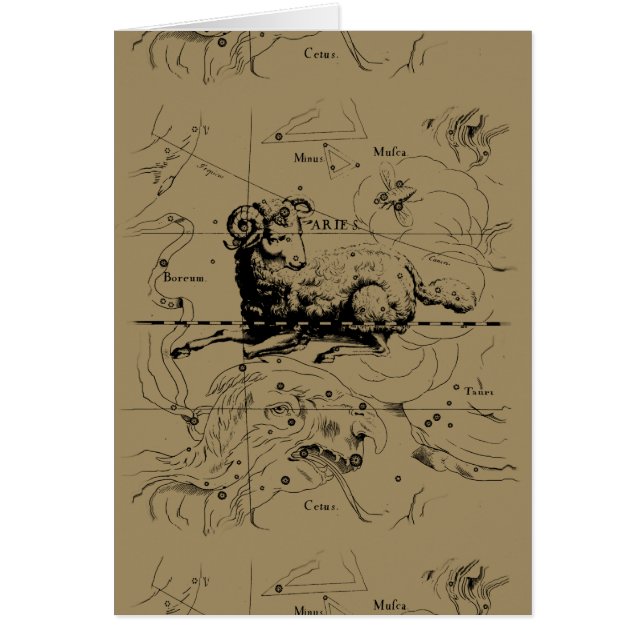 Aries Constellation Karta Hevelius 1690 Hälsningskort (Framsidan)