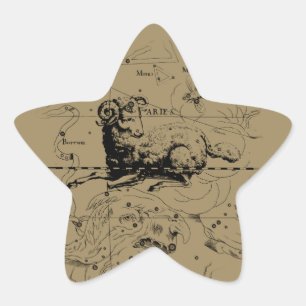 Aries Constellation Karta Hevelius 1690 Stjärnformat Klistermärke