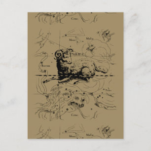 Aries Constellation Karta Hevelius 1690 Vykort