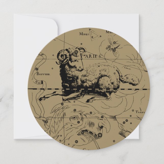 Aries Constellation Karta Hevelius circa 1690 (Framsida)
