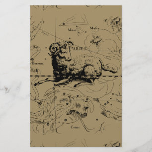 Aries Constellation Karta Hevelius circa 1690 Brevpapper