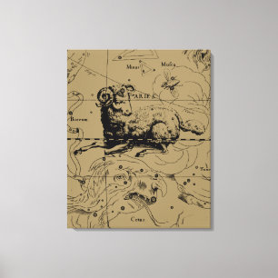 Aries Constellation Karta Hevelius circa 1690 Canvastryck