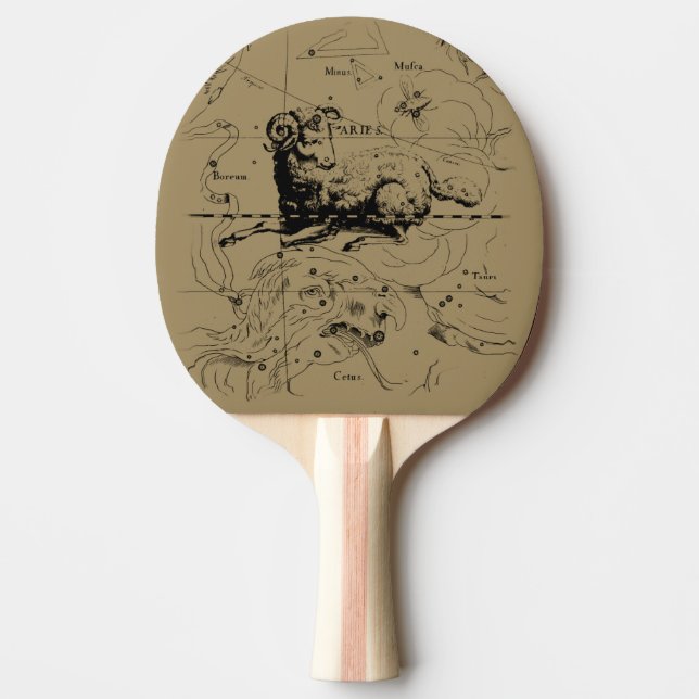 Aries Constellation Karta Hevelius circa 1690 Pingisracket (Framsidan)