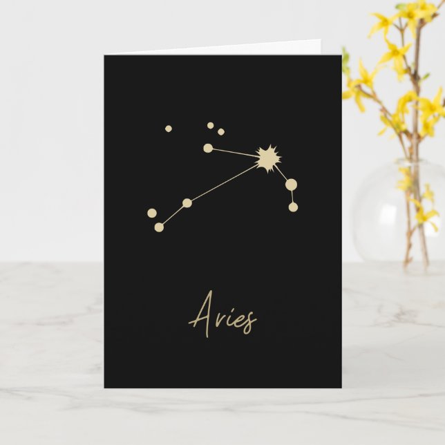 Aries Constellation Zodiac Kort (Gul blomma)