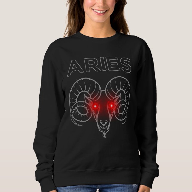 Aries Dark Astrology | Minimal Occult Zodiac T Shirt (Framsida)