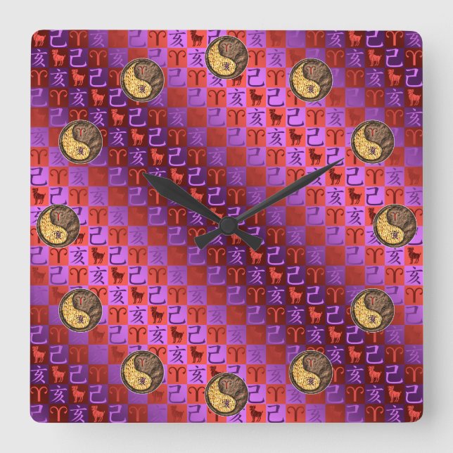 Aries & Earth Boar Fyrkantig Klocka (Framsida)