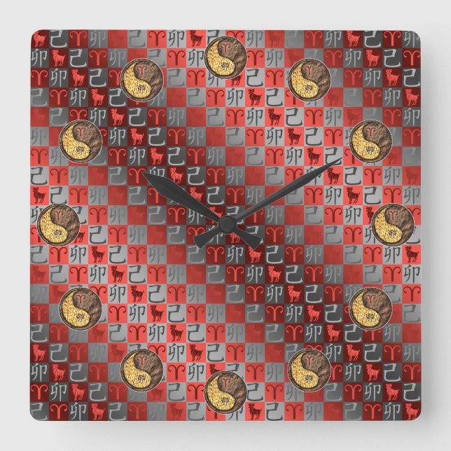 Aries & Earth Rabbit Fyrkantig Klocka (Framsida)