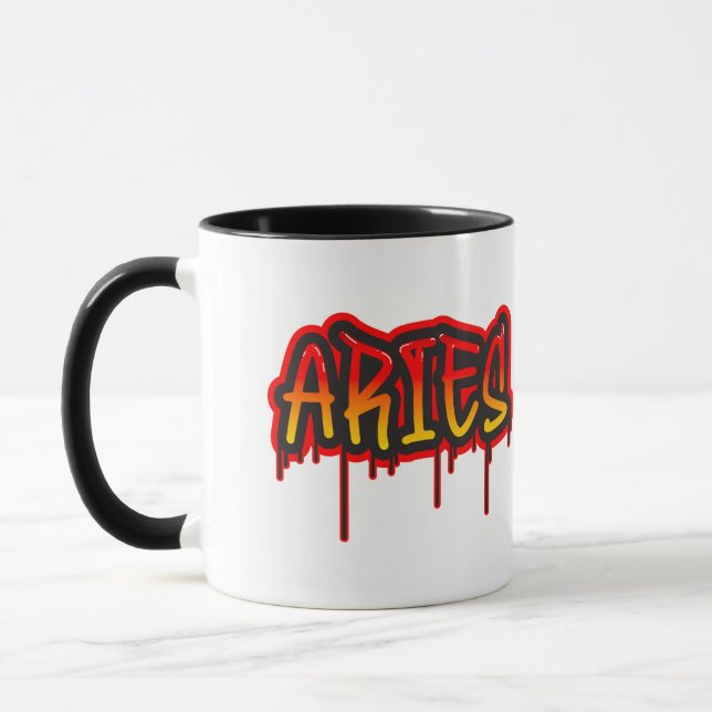 ARIES Eldtecken Droppande Bokstavs Konst Sprej Mål Mugg (Vänster)