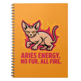 Aries Energy Sphynx Cat Fire Illustration Anteckningsbok