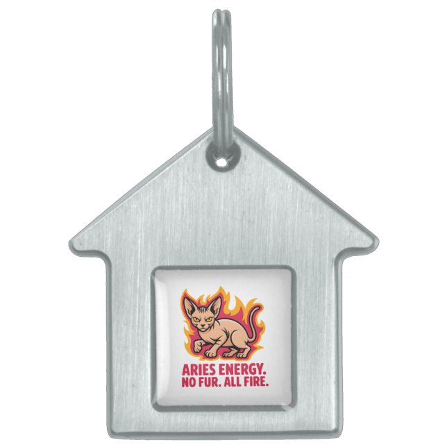 Aries Energy Sphynx Cat Fire Illustration ID-bricka Husdjur (Framsidan)