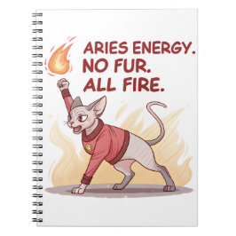 Aries Energy Sphynx Cat No Fur All Fire Art Anteckningsbok
