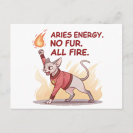 Aries Energy Sphynx Cat No Fur All Fire Art Helg Vykort
