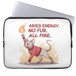 Aries Energy Sphynx Cat No Fur All Fire Art Laptop Fodral