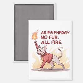 Aries Energy Sphynx Cat No Fur All Fire Art Magnet