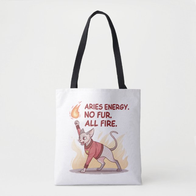 Aries Energy Sphynx Cat No Fur All Fire Art Tygkasse (Framsida)