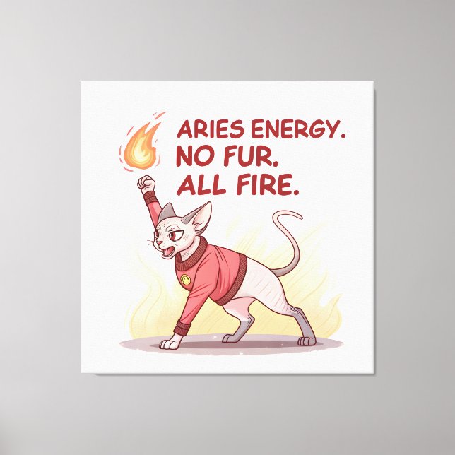 Aries Energy Sphynx Katt Utan Päls Allt Eld Konst Canvastryck (Framsida)
