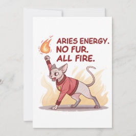 Aries Energy Sphynx Katt Utan Päls Allt Eld Konst Julkort