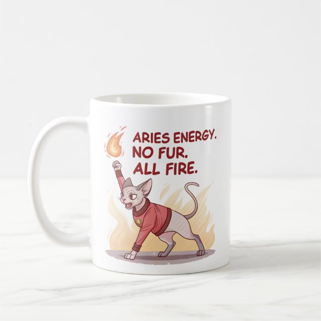 Aries Energy Sphynx Katt Utan Päls Allt Eld Konst Kaffemugg (Vänster)