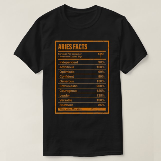 Aries Facts är För manar och Women Funny Zodiac T Shirt (Design framsida)