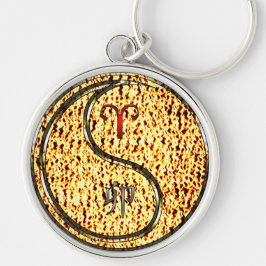 Aries & Fire Rabbit Rund Silverfärgad Nyckelring