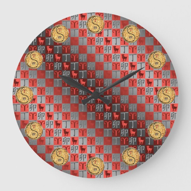 Aries & Fire Rabbit Stor Klocka (Framsida)