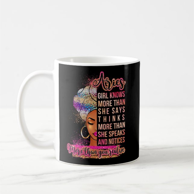 Aries Girl Afro Melanin Queen Birthday for Black Kaffemugg (Vänster)