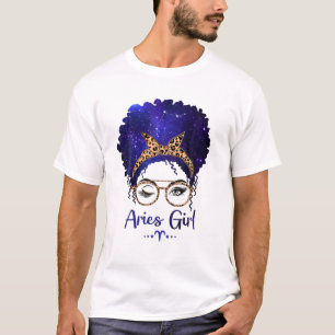 Aries Girl Zodiac Astrology Stjärntecken Leopard H T Shirt