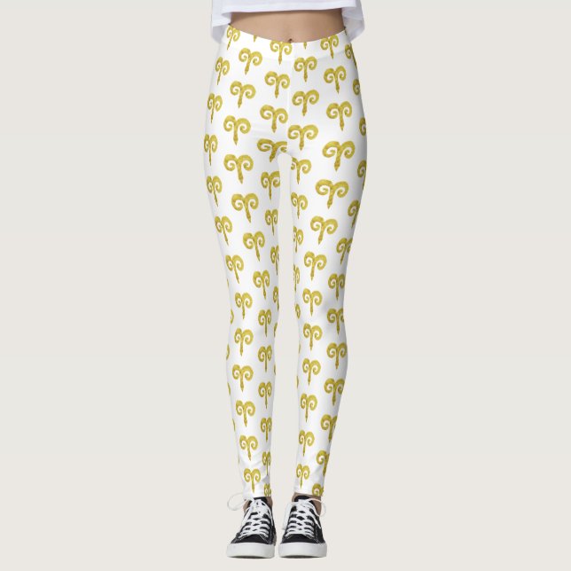 Aries Golden Astrology Anpassningsbar Leggings (Framsida)