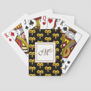 Aries Golden Astrology Monogram Casinokort