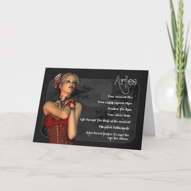 Aries Gothic Zodiac Birthday Card Kort (Framsida)
