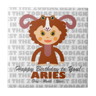 Aries Grattis på födelsedagen Kakelplatta